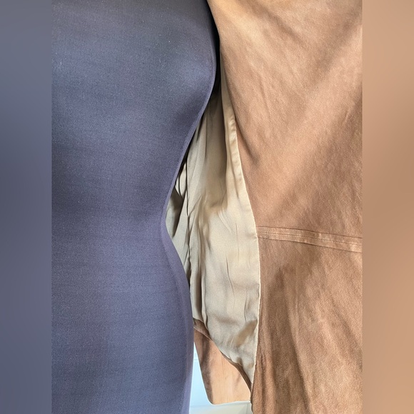 Tommy Bahama Size SM Tan Goat Suede Open Cardigan Long Cascade Jacket - Picture 3 of 8